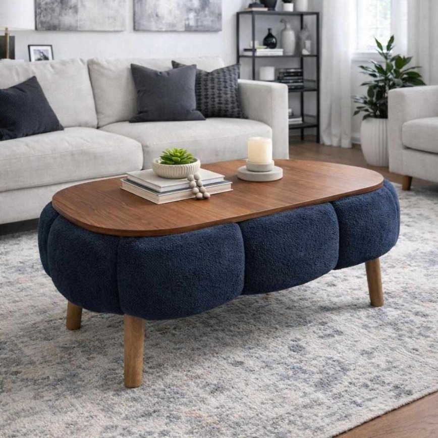 Coffee table FELPO 68x98 cm blue/walnut