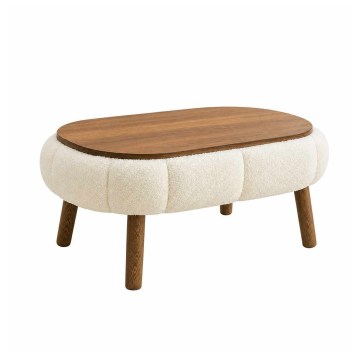 Coffee table FELPO 68x98 cm cream/walnut
