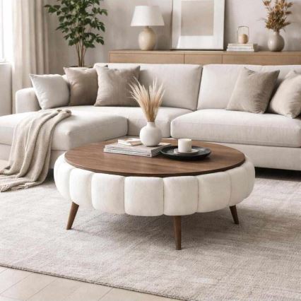 Coffee table FELPO Ø 100 cm white/walnut