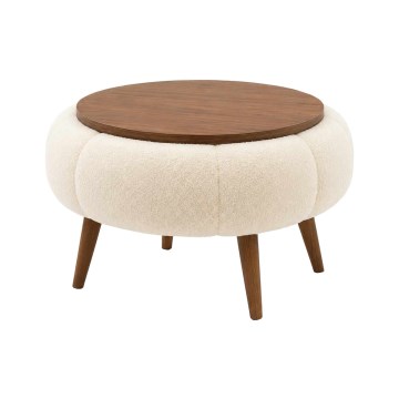 Coffee table FELPO Ø 45 cm beige/walnut