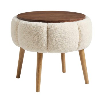 Coffee table FELPO Ø 45 cm cream/walnut