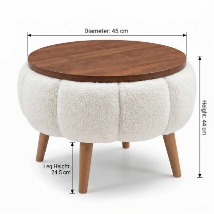Coffee table FELPO Ø 45 cm white/walnut