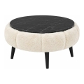 Coffee table FELPO Ø 60 cm black/cream/marble effect
