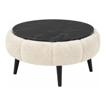 Coffee table FELPO Ø 60 cm black/cream/marble effect