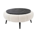 Coffee table FELPO Ø 60 cm black/white/marble decor