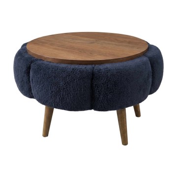 Coffee table FELPO Ø 60 cm blue/walnut