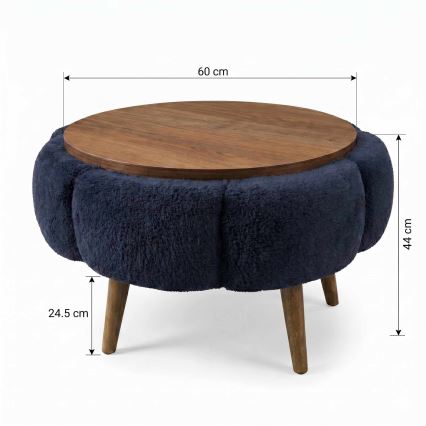 Coffee table FELPO Ø 60 cm blue/walnut