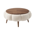 Coffee table FELPO Ø 60 cm cream/walnut
