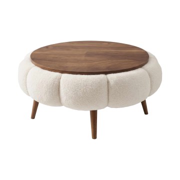 Coffee table FELPO Ø 60 cm cream/walnut