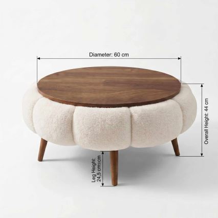 Coffee table FELPO Ø 60 cm cream/walnut