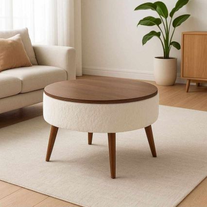 Coffee table FELPO Ø 60 cm white/walnut