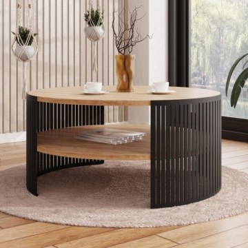 Coffee table FIKOLI 40x75 cm black/golden oak