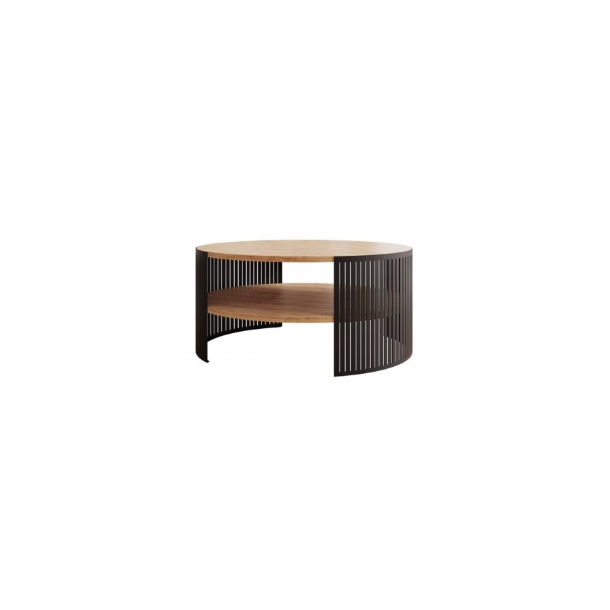 Coffee table FIKOLI 40x75 cm black/golden oak