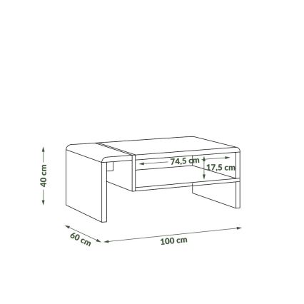 Coffee table FRED anthracite/oak artisan