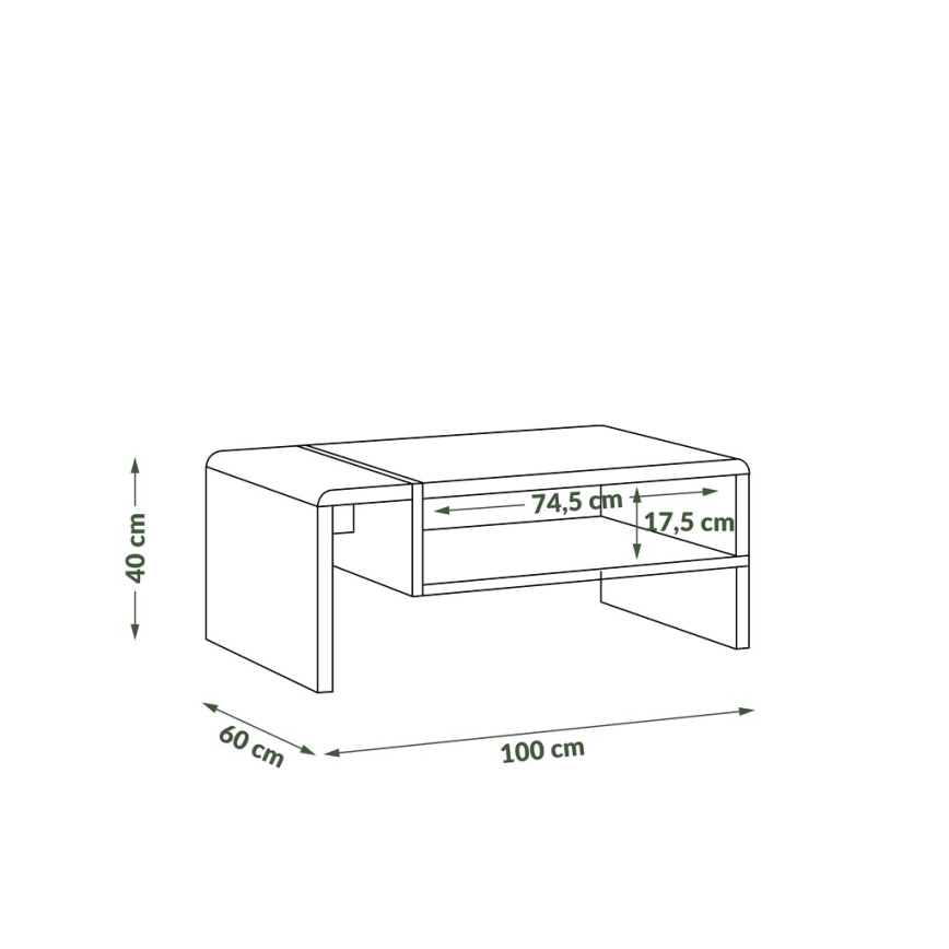 Coffee table FRED anthracite/oak artisan
