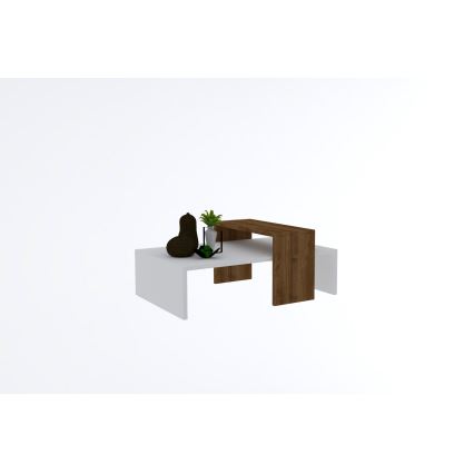 Coffee table GLOW 32x80 cm white/brown