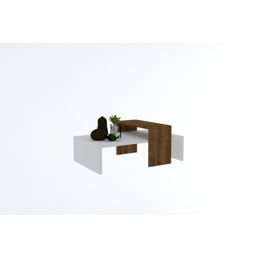 Coffee table GLOW 32x80 cm white/brown