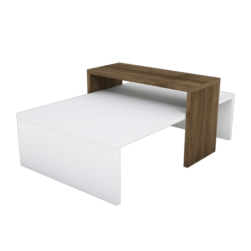 Coffee table GLOW 32x80 cm white/brown