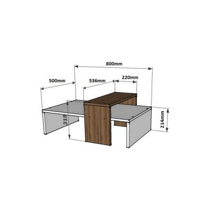 Coffee table GLOW 32x80 cm white/brown