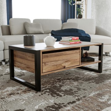 Coffee table HALDIZEN 55x105 cm black/brown