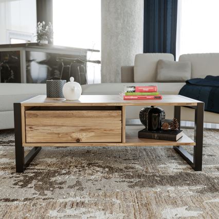 Coffee table HALDIZEN 55x105 cm black/brown