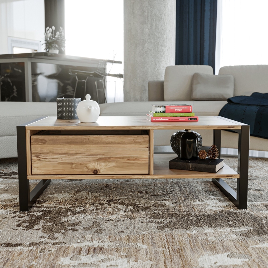 Coffee table HALDIZEN 55x105 cm black/brown