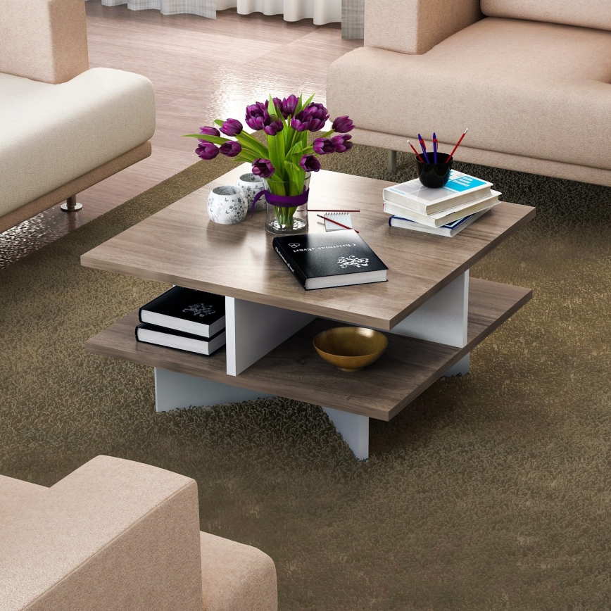Coffee table HAMTON 31,2x60 cm brown/white
