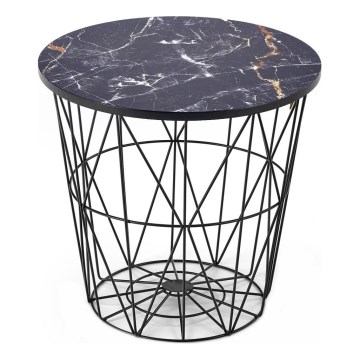Coffee table HARISSA 41x42 cm black/black marble decor