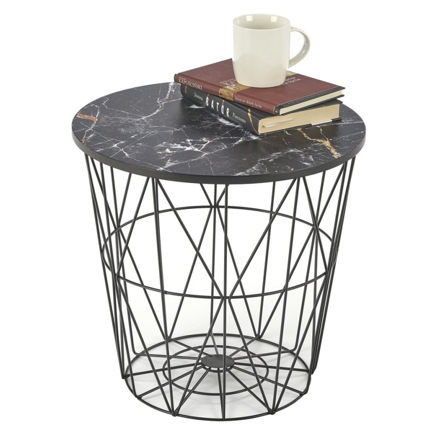 Coffee table HARISSA 41x42 cm black/black marble decor