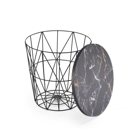 Coffee table HARISSA 41x42 cm black/black marble decor