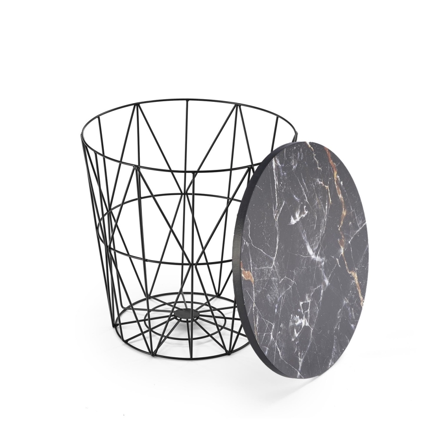 Coffee table HARISSA 41x42 cm black/black marble decor