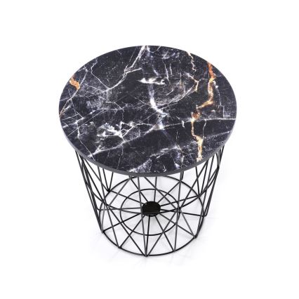 Coffee table HARISSA 41x42 cm black/black marble decor