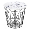 Coffee table HARISSA 41x42 cm black/white marble decor