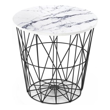 Coffee table HARISSA 41x42 cm black/white marble decor