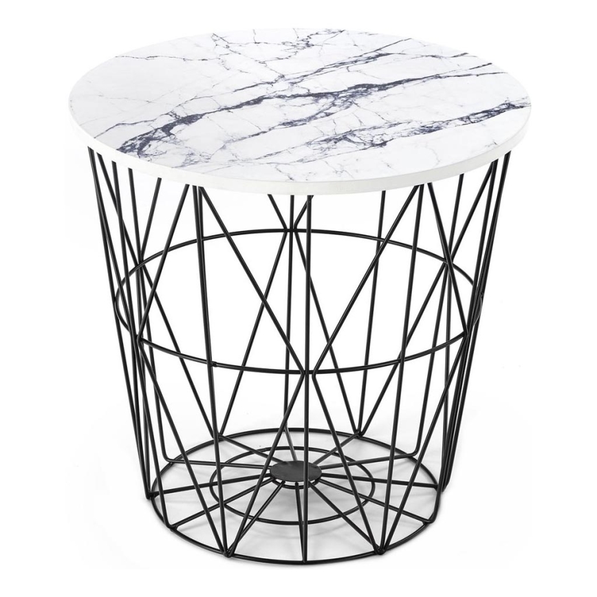 Coffee table HARISSA 41x42 cm black/white marble decor