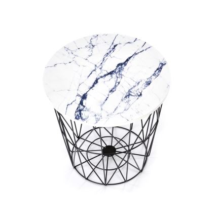 Coffee table HARISSA 41x42 cm black/white marble decor
