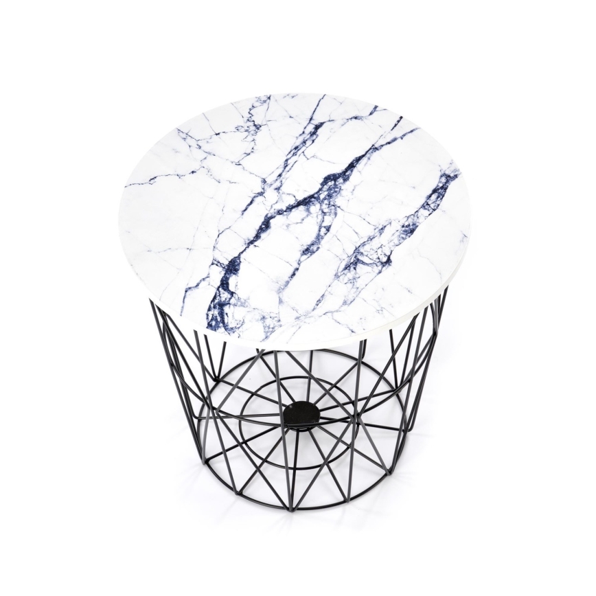 Coffee table HARISSA 41x42 cm black/white marble decor