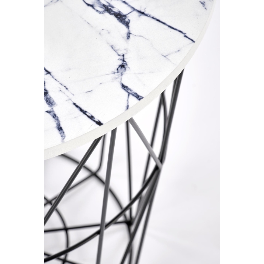 Coffee table HARISSA 41x42 cm black/white marble decor