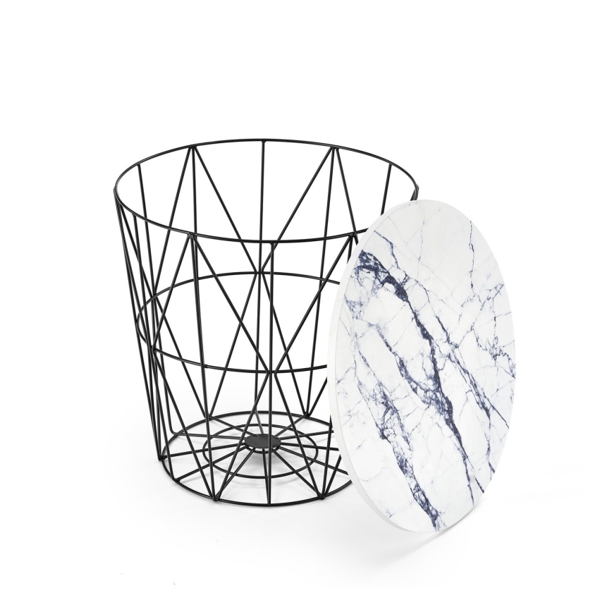 Coffee table HARISSA 41x42 cm black/white marble decor