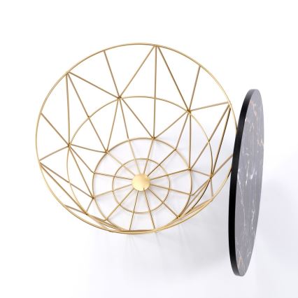 Coffee table HARISSA 41x42 cm gold/black marble decor