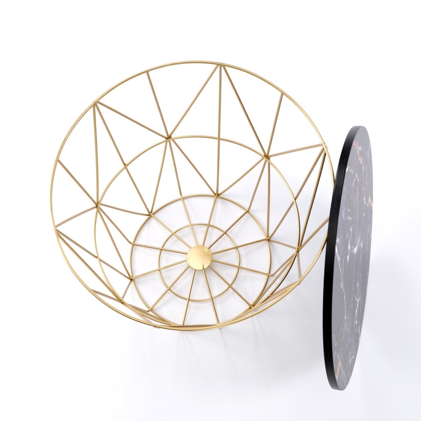 Coffee table HARISSA 41x42 cm gold/black marble decor