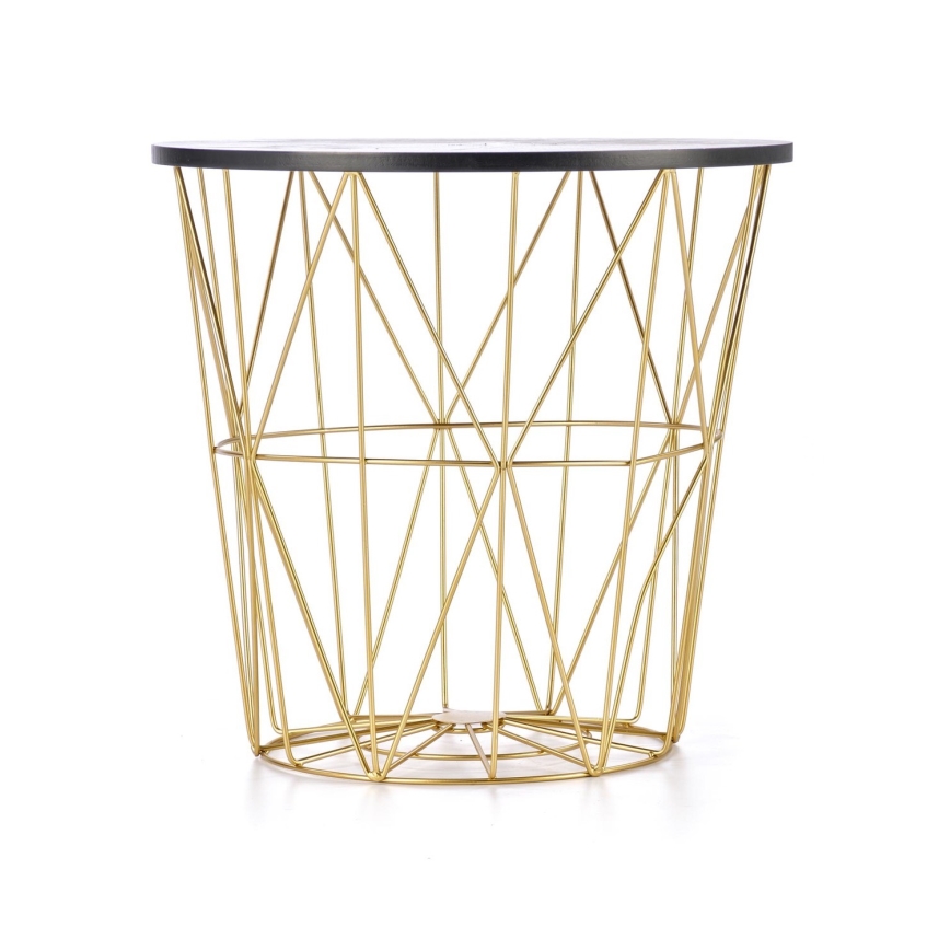 Coffee table HARISSA 41x42 cm gold/black marble decor
