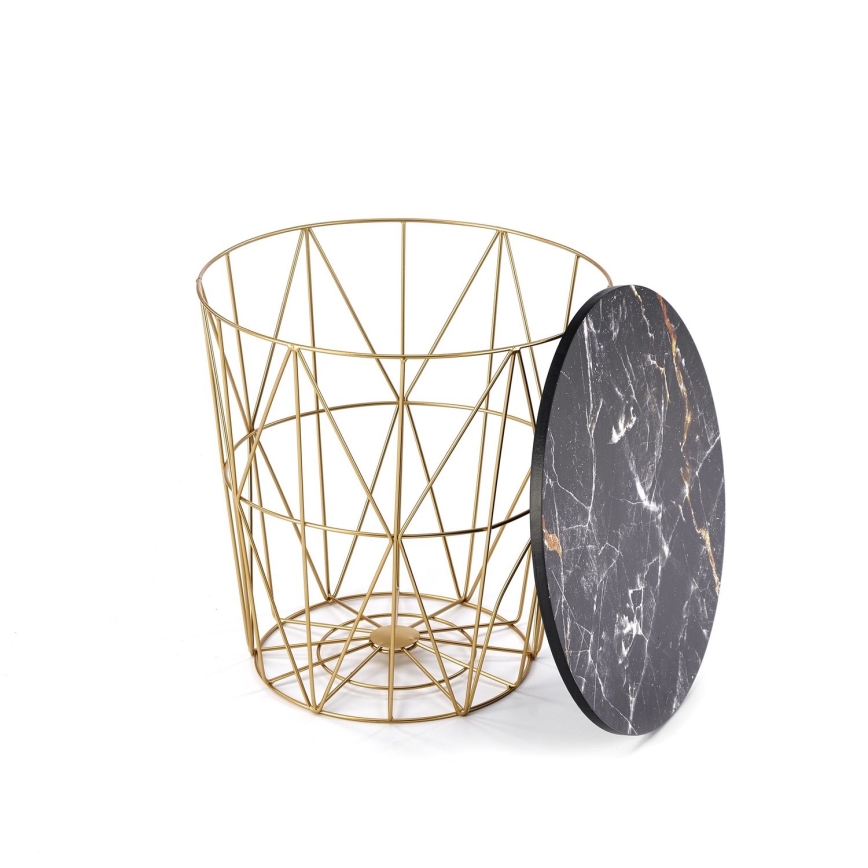Coffee table HARISSA 41x42 cm gold/black marble decor