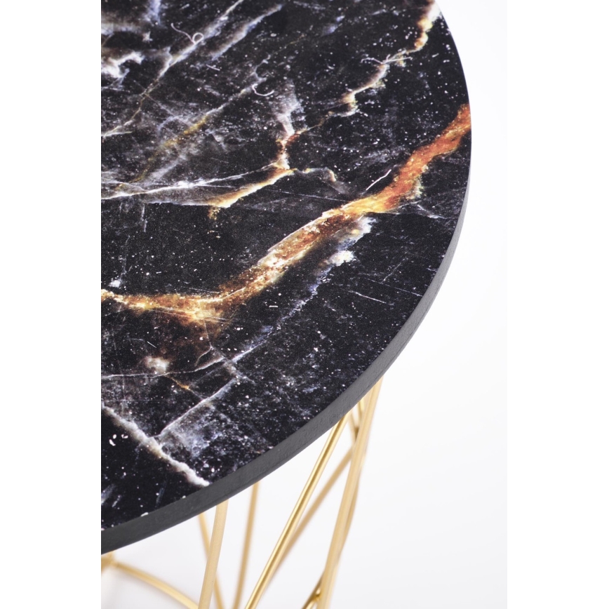 Coffee table HARISSA 41x42 cm gold/black marble decor