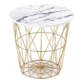 Coffee table HARISSA 41x42 cm gold/white marble decor