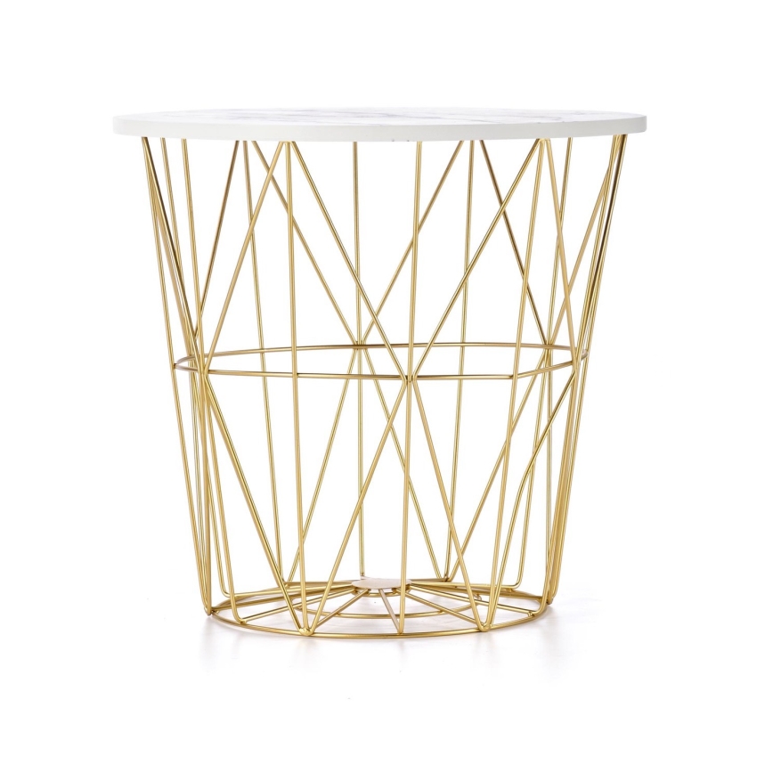 Coffee table HARISSA 41x42 cm gold/white marble decor