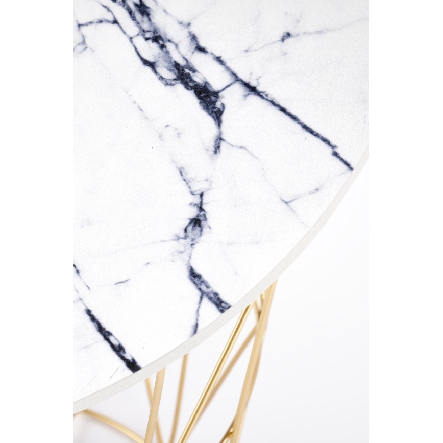 Coffee table HARISSA 41x42 cm gold/white marble decor