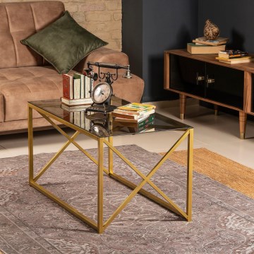 Coffee table ILIOMAR 46,6x94 cm gold/black