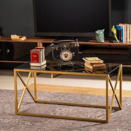 Coffee table ILIOMAR 46,6x94 cm gold/black