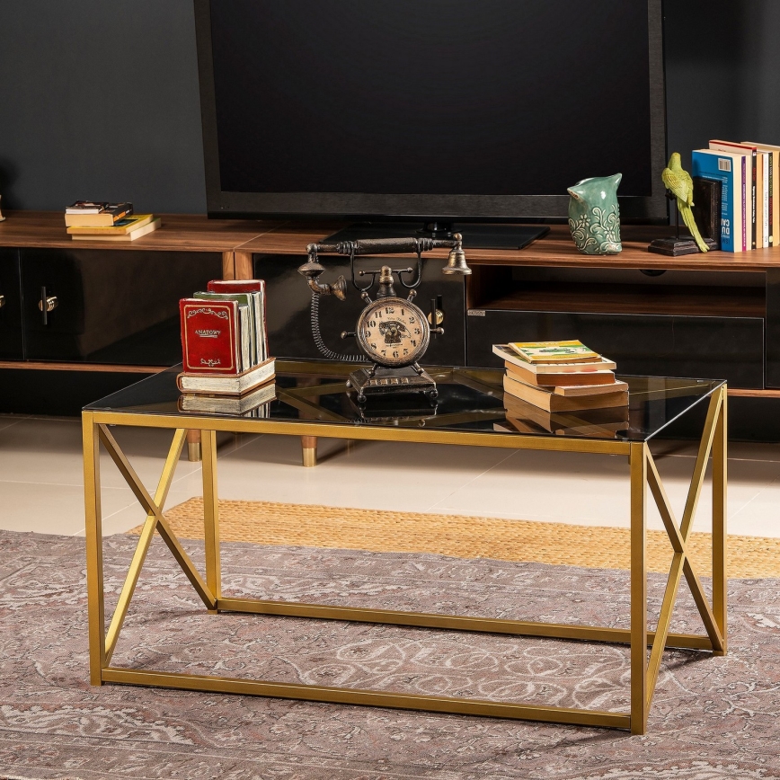Coffee table ILIOMAR 46,6x94 cm gold/black